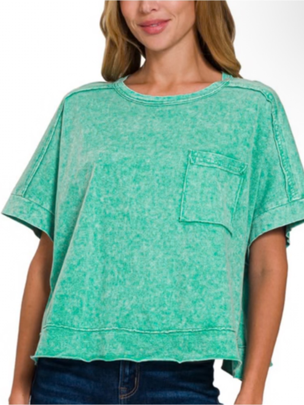 NWOT Zenana Halo Snow Washed Cotton Tee Size S/M